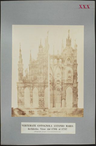 Facciata del Duomo di Milano disegnata da Antonio Maria Vertemate Cotognola