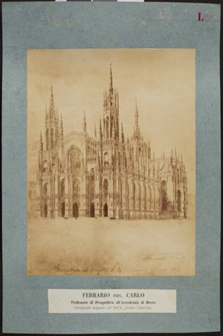Facciata del Duomo di Milano disegnata da Carlo Ferrario