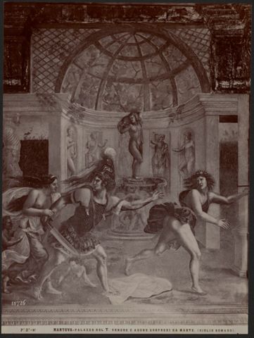 Giulio Romano, Venere e Adone sorpresi da Marte. Affresco. Mantova, Palazzo del Te