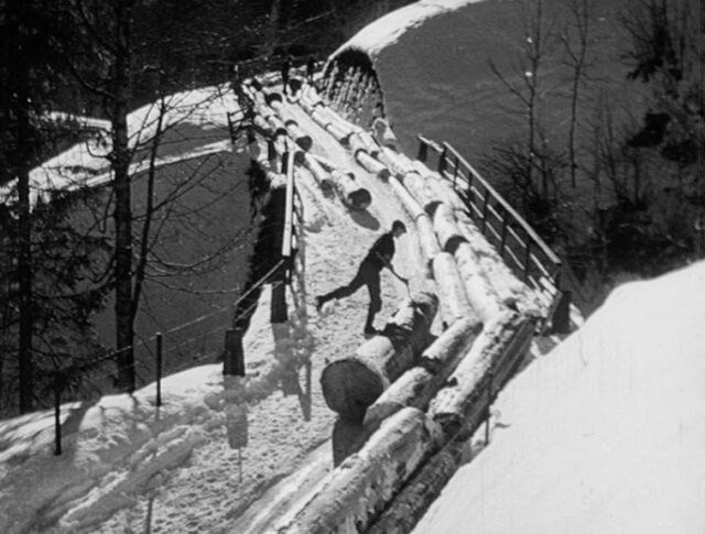 Winter in den Bergen – Champery, Holztransport (0176-1)