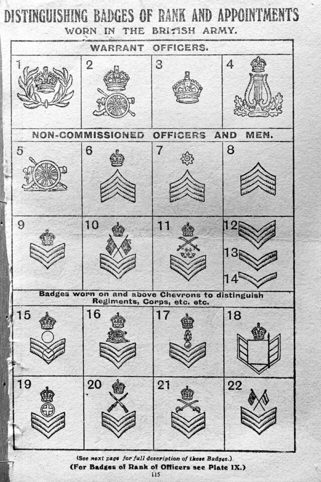 Gradabzeichen der britischen Armee
