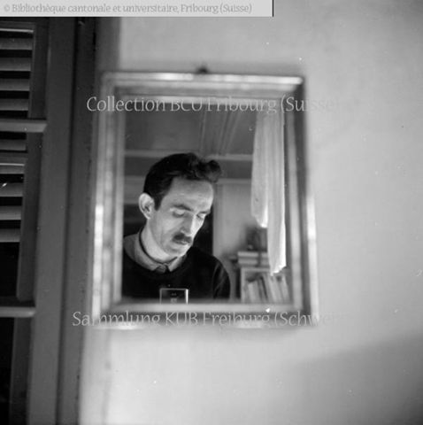 Sarine, Fribourg-Ville: Jacques Thévoz, autoportrait dans un miroir