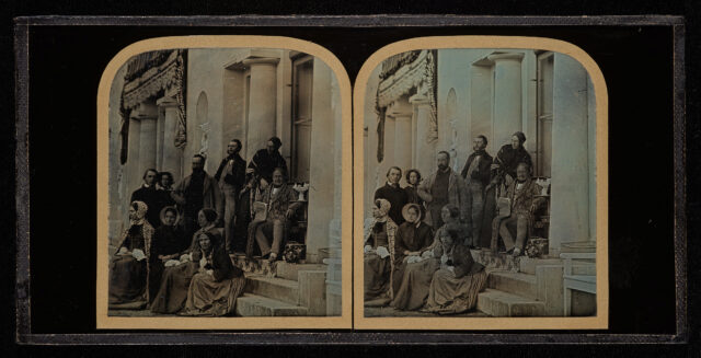 Jean-Gabriel et Anna Eynard avec Sophie, Charles et Hilda Eynard, les de Traz et Madame Dissentis à Beaulieu