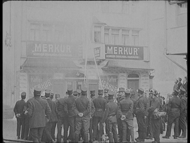[Schlussinspektion des Feuerwehr-Caderkurses in Appenzell 1925]
