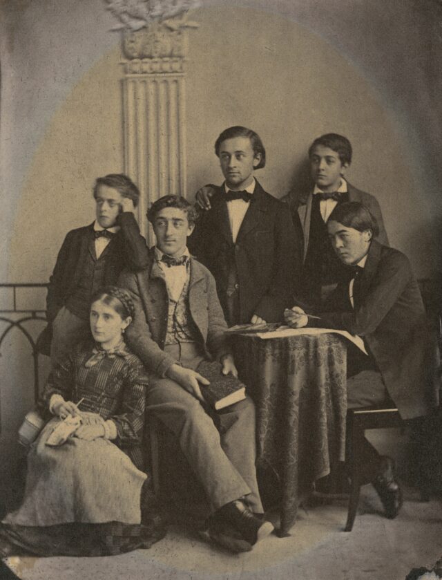 Anna Stölker, Robert Stölker, Max Taeschler, Ludwig Taeschler, Carl Taeschler und Emil Taeschler, um 1855