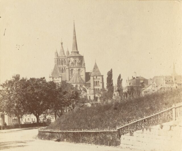 Kathedrale von der Douane aus gesehen, Lausanne, 1860er Jahre