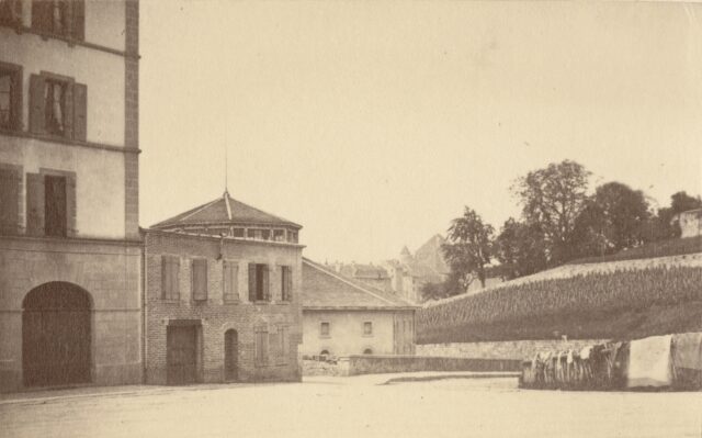 Place de l'Ours et ancienne douane, Lausanne, 1860er Jahre
