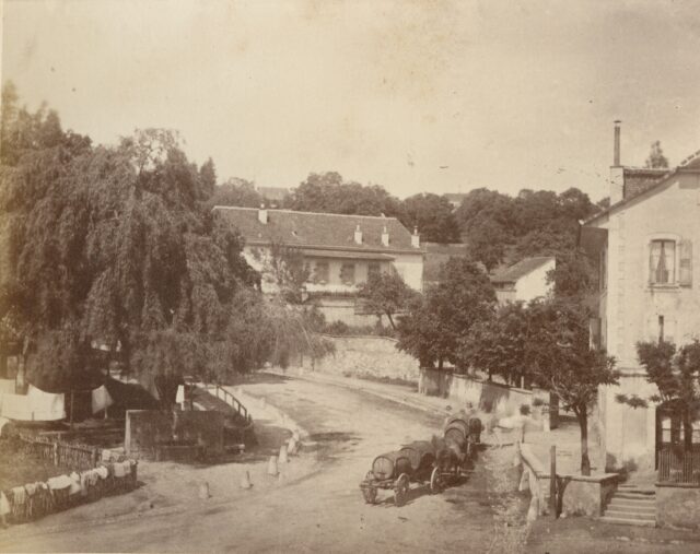 Rue du Bugnon von der Place de l'Ours, Lausanne, 1860er Jahre
