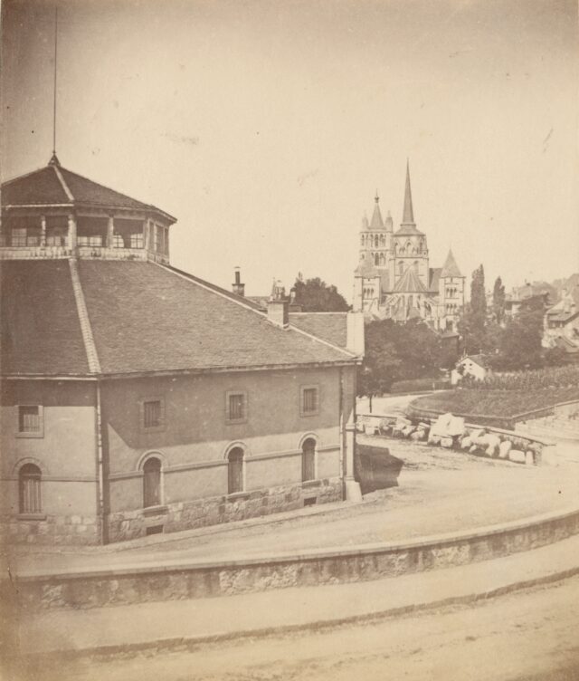 Die Kathedrale und die Ancienne Douane, Lausanne, 1860er Jahre