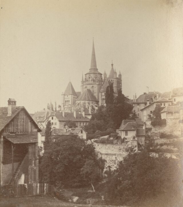 Die Kathedrale von der Strasse César-Roux gesehen, Lausanne, 1860er Jahre
