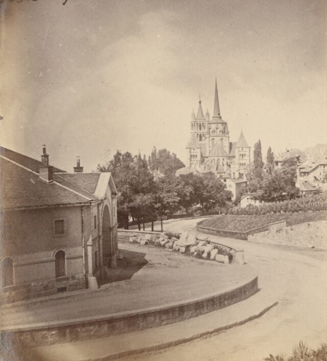 DIe Kathedrale und die Ancienne Douane, Lausanne, 1860er Jahre
