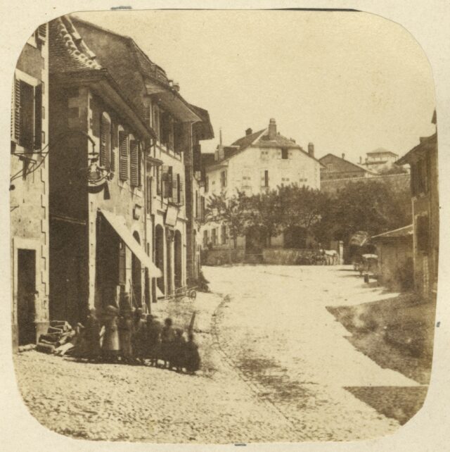Rue Marteray et pénitencier de Béthusy, Lausanne, um 1860