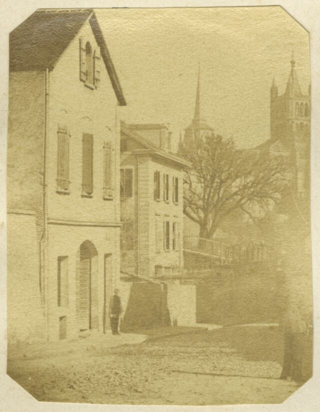 Cathédrale de Lausanne gesehen von der Rue du Valentin (?), um 1860