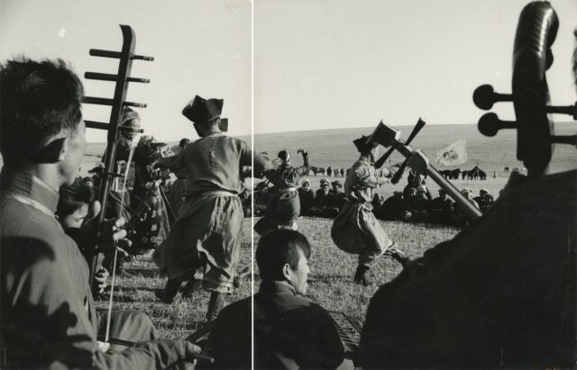 Mongolenkapelle auf dem Erntefest der Brigade "Bayan-nor", bei Silinghot, 1964/65