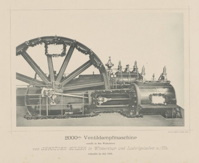 Zweitausendste Ventildampfmaschine der Gebrüder Sulzer, Winterthur, 1895