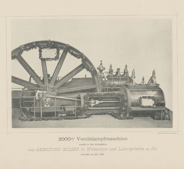 Zweitausendste Ventildampfmaschine der Gebrüder Sulzer, Winterthur, 1895