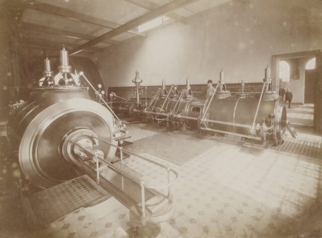 Maschinenhalle der Baumwollspinnerei Albert Melchior & Co, Nürtingen, 1895