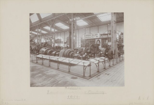 Maschinen der Gebrüder Sulzer, Ludwigshafen a.Rh. an der Bayrischen Landesausstellung, Nürnberg, 1906