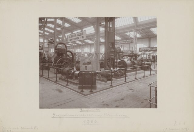 Maschinen der Gebrüder Sulzer, Ludwigshafen a.Rh. an der Bayrischen Landesausstellung, Nürnberg, 1906