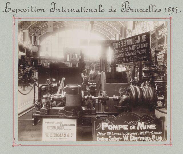 Elektrische Pumpe an der Weltausstellung Brüssel, 1897