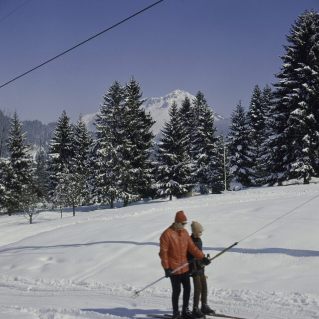 Chatel-Saint-Denis, Skifahrer auf Bügellift
