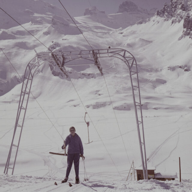 Engelberg, Skifahrer auf Bügellift