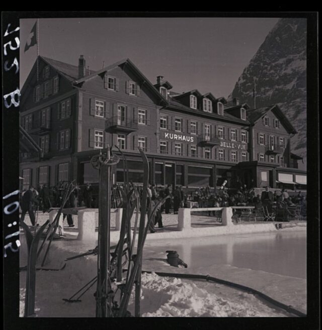 Kleine Scheidegg, Kurhaus Bellevue, Ski-Depot mit Hotelfassade