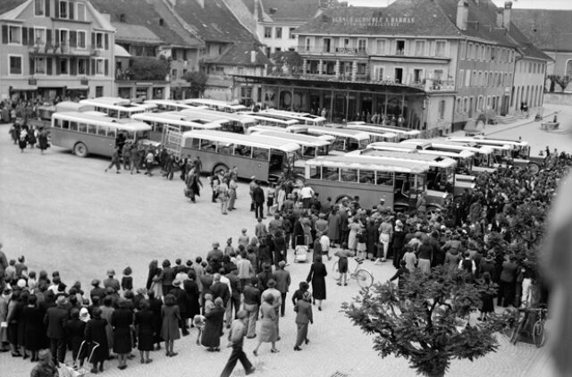 Bulle, 1940, arrivée des réfugiés français à Bulle
