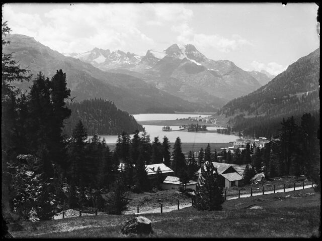 St. Moritz, Blick von Chasellas gegen Silvaplana und Piz da la Margna