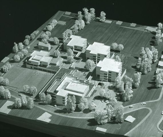 Freizeitanlage und Schule "Loreto, Zug, Projekt Schindler" - Modell der Anlage; um 1970