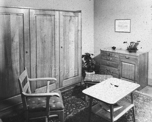 "Heimgestaltung" - Stuhl, Hocker, Tischlein, Schrank, Kommode; um 1965