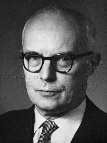 "Der 74. Bundesrat der Eidgenossenschaft" - Dr. Willy Spühler, Sozialdemokrat; um 1960