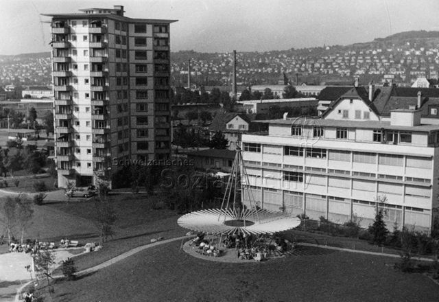 Spielplatz Heiligfeld, Letzigraben Zürich - Ansicht von oben; um 1960