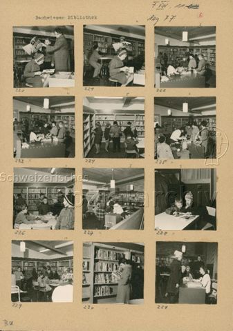"Bibliothek Bachwiesen", Zürich - Kinder beim Lesen und Stöbern; um 1965