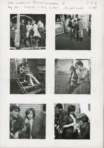 "Das moderne Freizeitproblem, Albisgüetli Chilbi" - Jugendliche an der Chilbi; um 1965