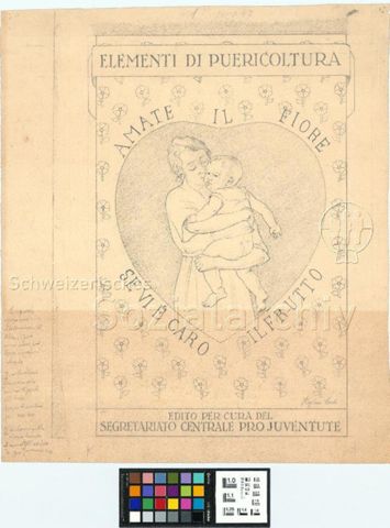 "Elementi di Puericoltura", Bleistift-Entwurf von Regina Conti, um 1940