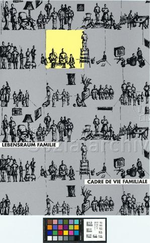 "Lebensraum Familie - Cadre de vie familiale", Illustration verschiedener Familienleben, 1991