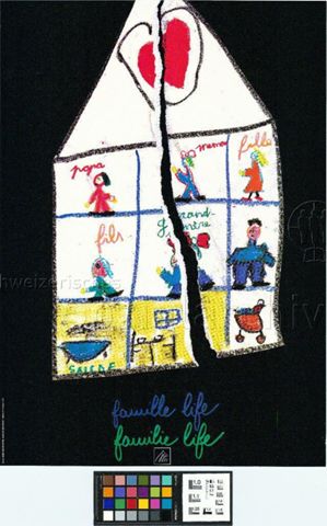 "famille life - familie life", Darstellung eines auseinandergerissenen Familienhaushaltes, 1991