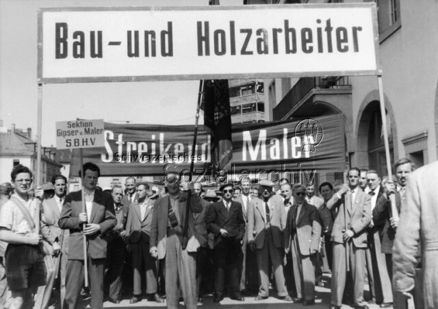 1. Mai-Umzug 1953, Zürich: "Streikende Maler"