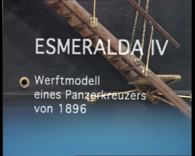 Esmeralda IV, Werftmodell eines Panzerkreuzers, Geschichte vom Modell und Vorbild für die Ausstellung im Verkehrshaus
