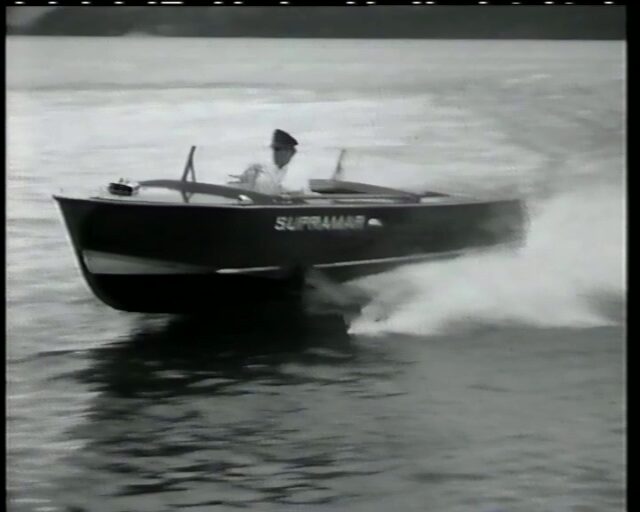 Zusammenschnitt von Filmaufnahmen zu Tragflügelbooten der Firma Supramar, Typen PT 30 und ST 1 auf dem Vierwaldstättersee und Lago Maggiore