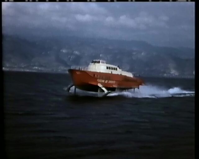 Zusammenschnitt von Filmaufnahmen zu Tragflügelbooten der Firma Supramar, Typen PT 30 und PT 50 auf dem Vierwaldstättersee, Lago Maggiore und in Norwegen