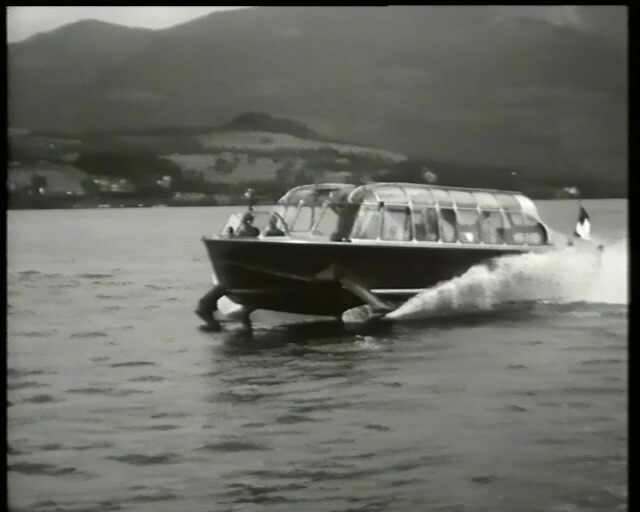 Zusammenschnitt von Filmaufnahmen zu Tragflügelbooten der Firma Supramar, Typen PT 30 Vierwaldstättersee