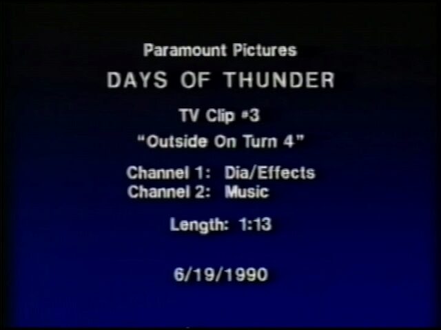 Days of Thunder. Tage des Donners. Spielfilm über NASCAR-Autorennen, TV Clip 3, Outside On Turn 4