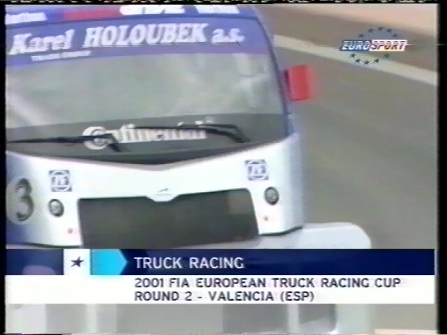 European Truck Racing, Cup 2001, 2. Runde, Lastwagenrennen in Valencia mit Rennfahrer Markus Bösiger auf MAN-Lastwagen