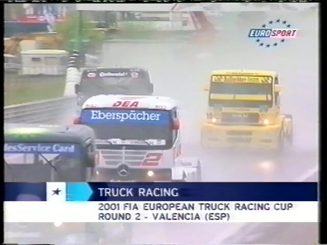 European Truck Racing, Cup 2001, 2. Runde, 2. Teil, Lastwagenrennen in Valencia mit Rennfahrer Markus Bösiger auf MAN-Lastwagen