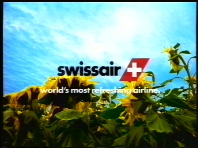 Fernsehwerbung von Swissair. world’s most refreshing airline