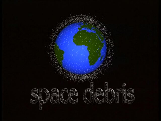 Space Debris. Animation des Weltraummülls in der Erdumlaufbahn anlässlich der zweiten, europäischen Konferenz zum Weltraummüll 17. - 19. März 1997