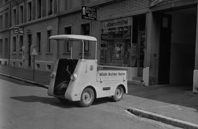 Elektrischer Milchwagen von Fritz Reist Basel, hergestellt von Oehler