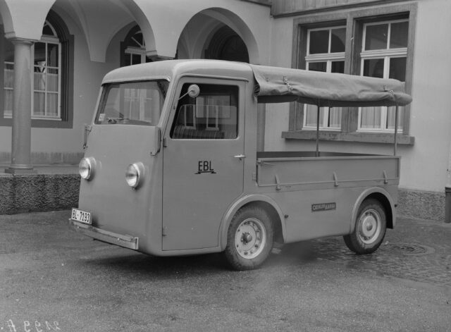 Elektrischer Camionnette 500 kg Nutzlast, Elektra Baselland, hergestellt von Oehler
